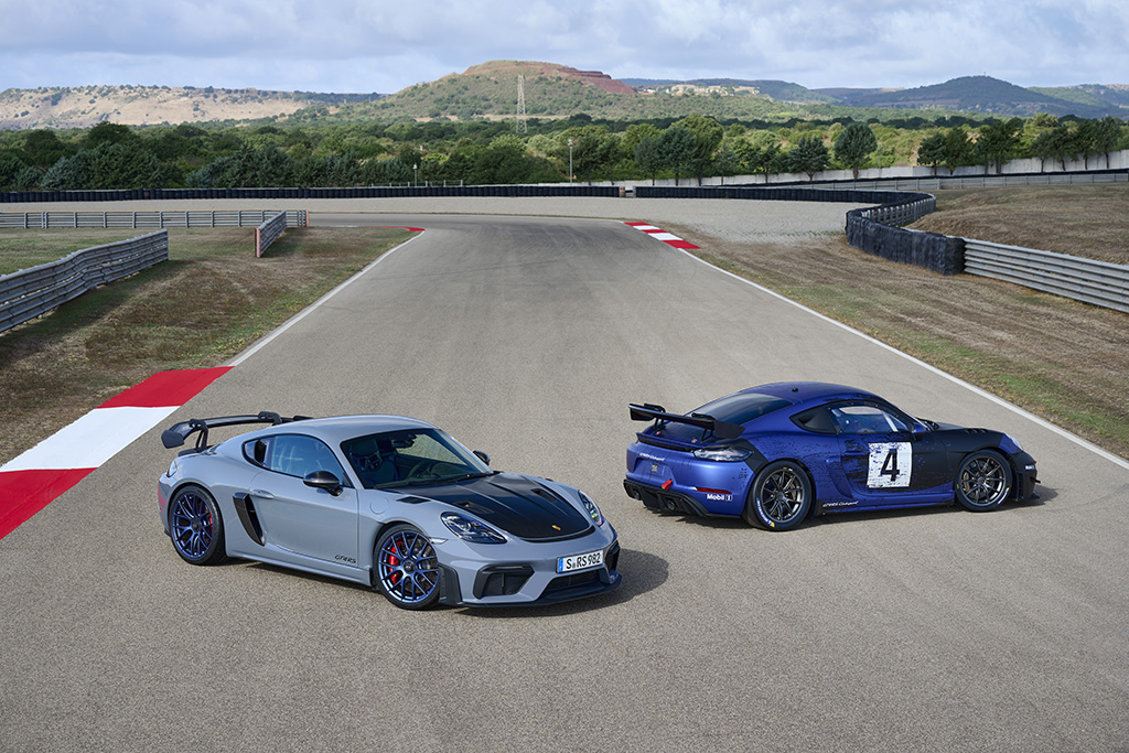 Porsche 718 Cayman GT4 RS og 718 Cayman GT4 RS Clubsport.
(Foto: Porsche AG)